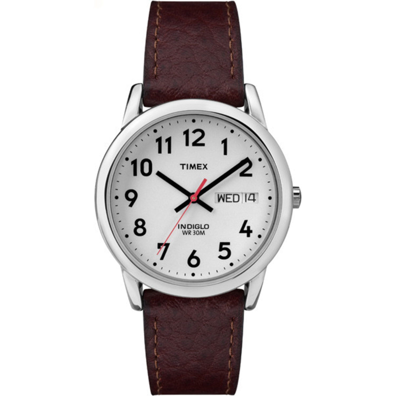 Timex Men's Easy Reader | Silver-Tone Case | Brown Leather Watch T20041