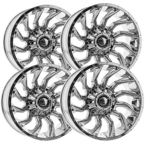 (Set4) XF OffRoad XF224 20x12 8x6.5"/8x180 44mm Chrome Wheels Rims