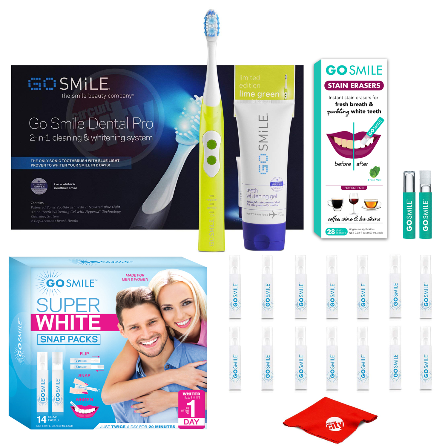 Go Smile Dental Pro 2in1 Cleaning & Whitening Toothbrush Kit (Lime