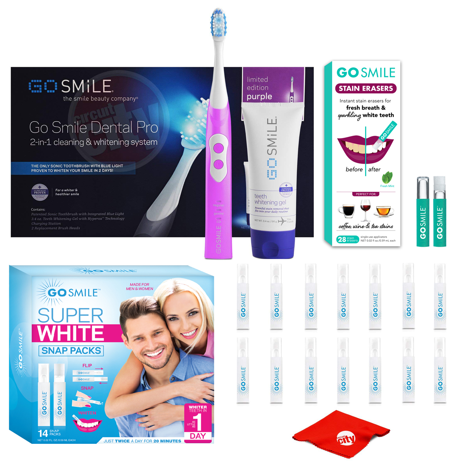 Go Smile Dental Pro 2in1 Cleaning & Whitening Toothbrush Kit (Purple