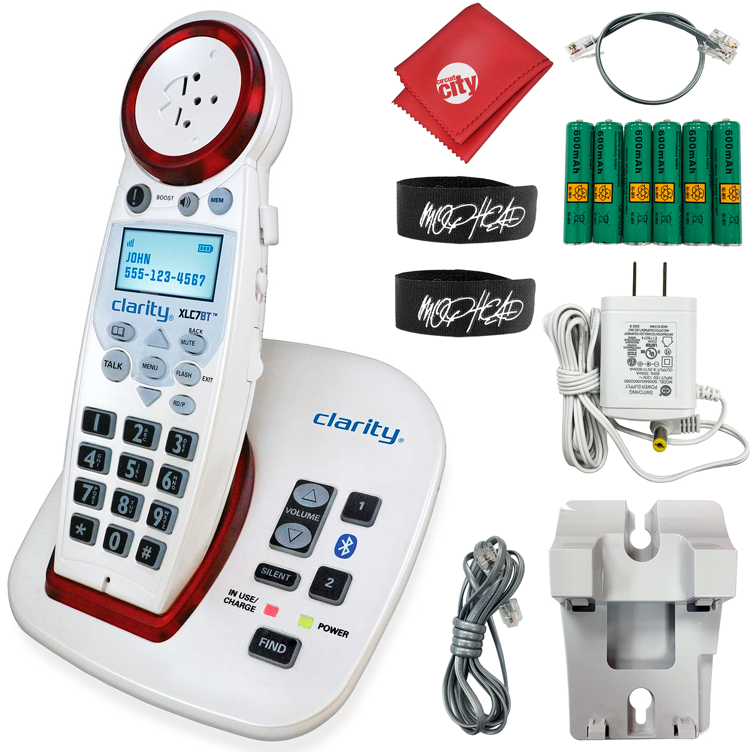 Clarity XLC7BT Cordless Amplified Phone with Bluetooth Caller ID Bundle