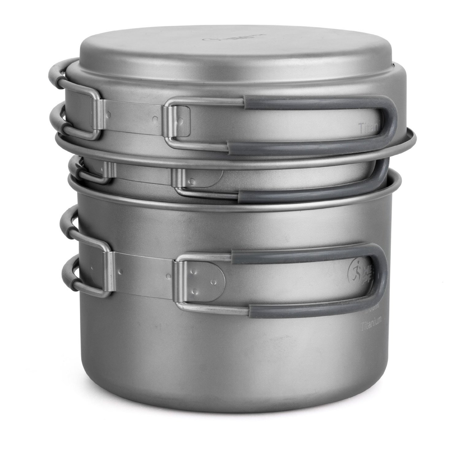 Wild Peak Titanium Lightweight 3Piece Pot and Pan Camping Hiking
