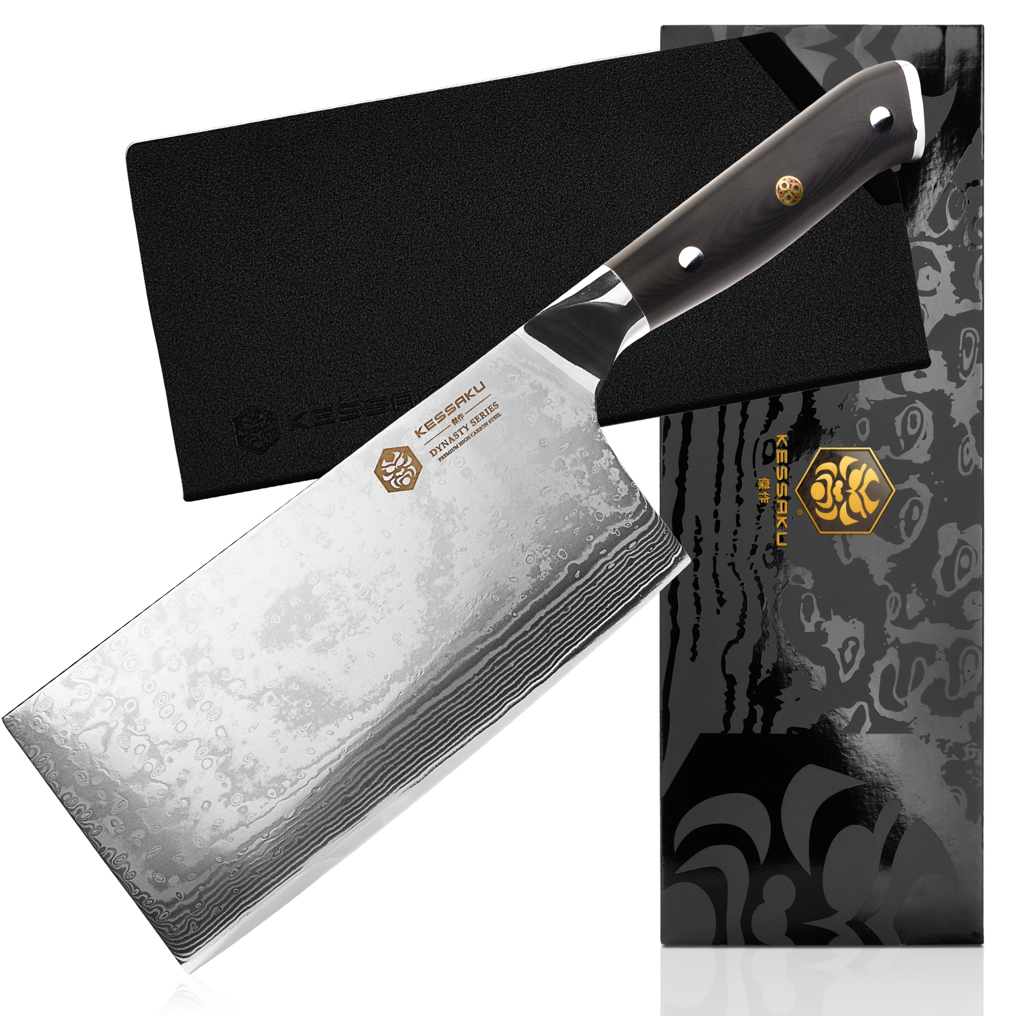 Kessaku Cleaver Butcher Knife Dynasty 67Layer Japanese Damascus Steel