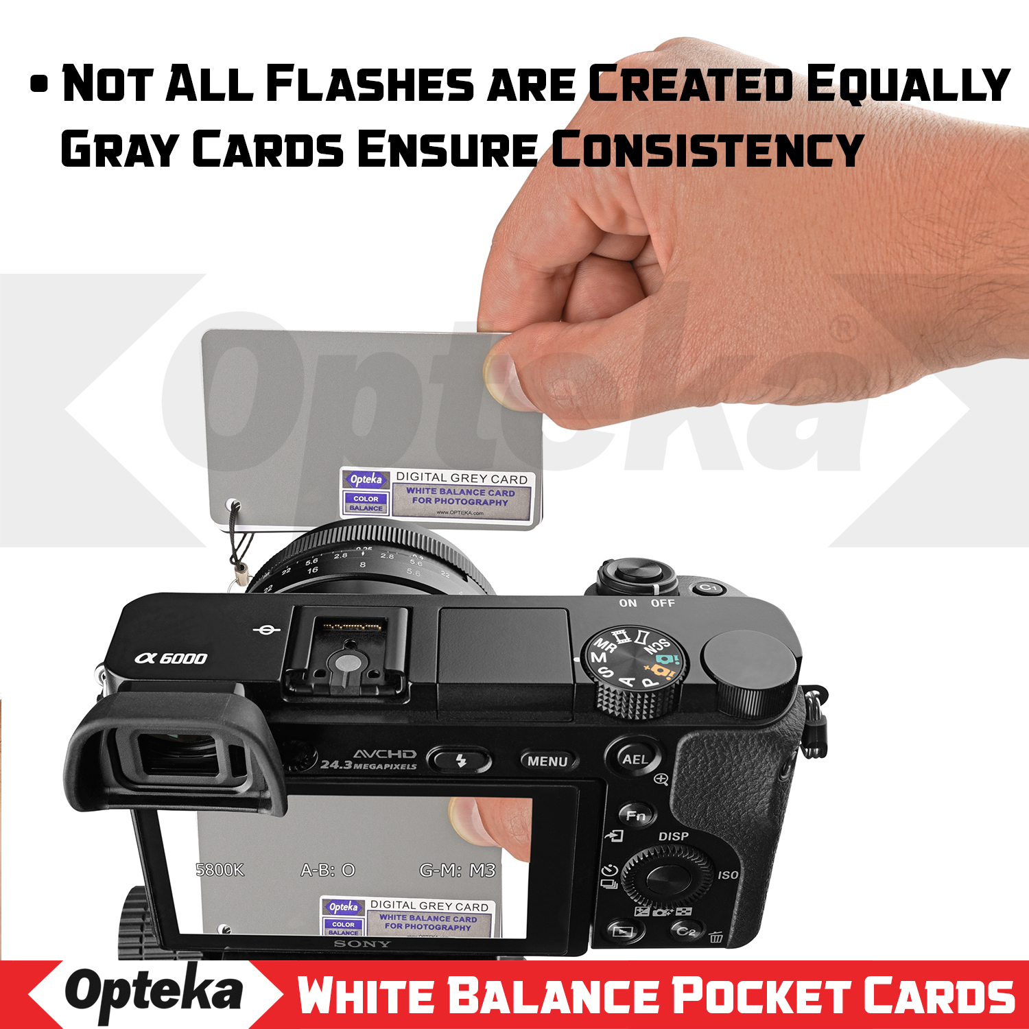 Opteka PocketSized Grey White Balance Card 18 Exposure Kit for DSLR