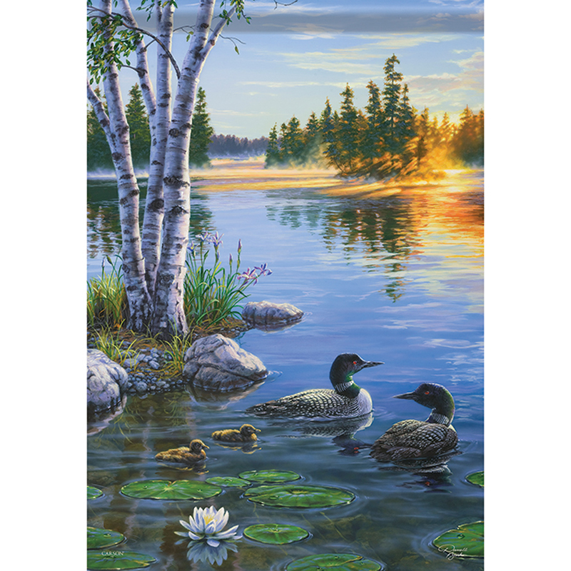 Morning on the Lake Garden Flag Great Outdoors Ducks Wildlife 2 Sided