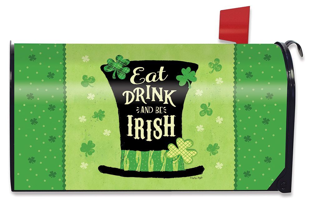 Briarwood Lane Eat Drink and Be Irish Hat Magnetic Mailbox Cover St Patricks Day Standard