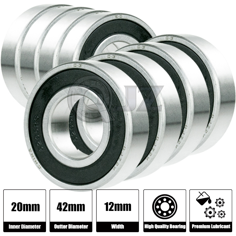 2x 6004-2RS Ball Bearing 20mm x 42mm x 12mm Rubber Sealed Premium RS 2RS QJZ