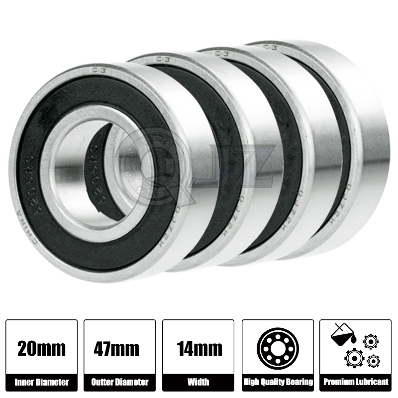 100 Pcs Premium 6304 2RS ABEC3 Rubber Sealed Deep Groove Ball Bearing 20x52x15mm