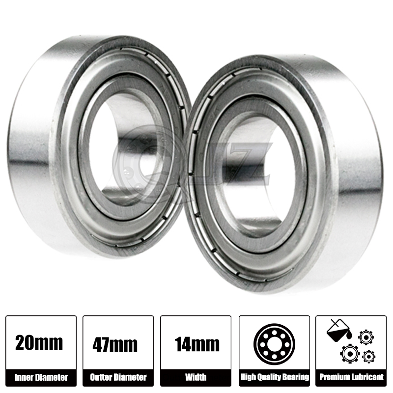 2x 6204ZZ Ball Bearing 20mm x 47mm x 14mm Double Shielded Seal 2Z QJZ