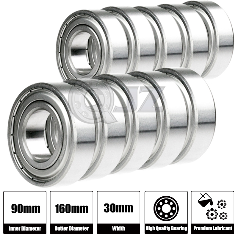 10x 6218-ZZ Ball Bearing 90mm x 160mm x 30mm Double Shielded Metal