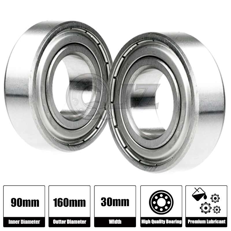 2x 6218ZZ Ball Bearing 90mm x 160mm x 30mm Double Shielded Seal 2Z QJZ