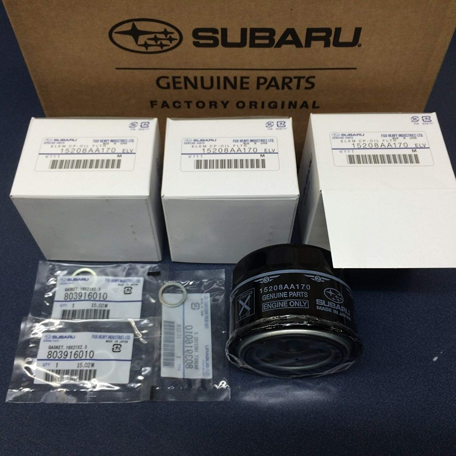 Subaru Engine Oil Filter & Crush Gasket (3 Pack) for 2015-2018 WRX