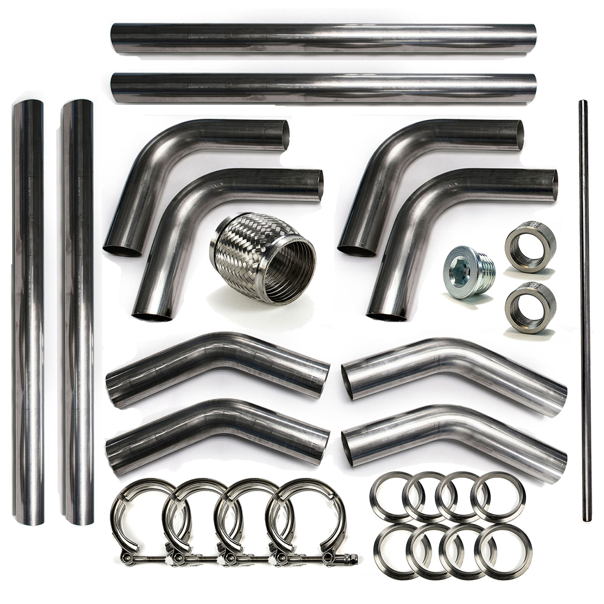 Squirrelly 1.75/" OD 304 SS 90 Degree 180+45 Degree Mandrel Bend Exhaust Pipe