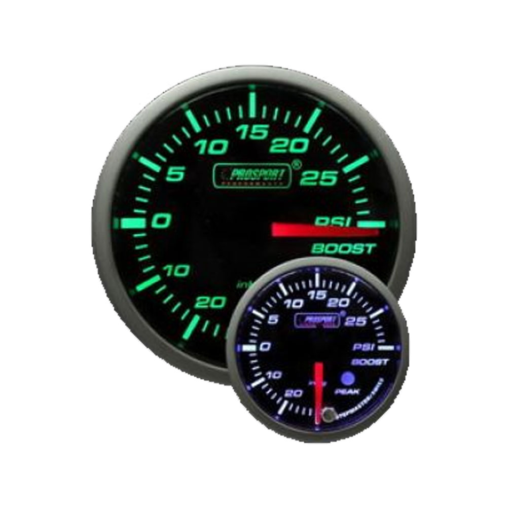 Prosport Universal 52mm Premium Evo Electrical Boost Gauge Red//White//Blue//Green