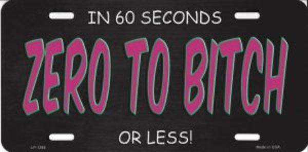 Matrícula de metal Zero To Bitch - Imagen 1 de 2