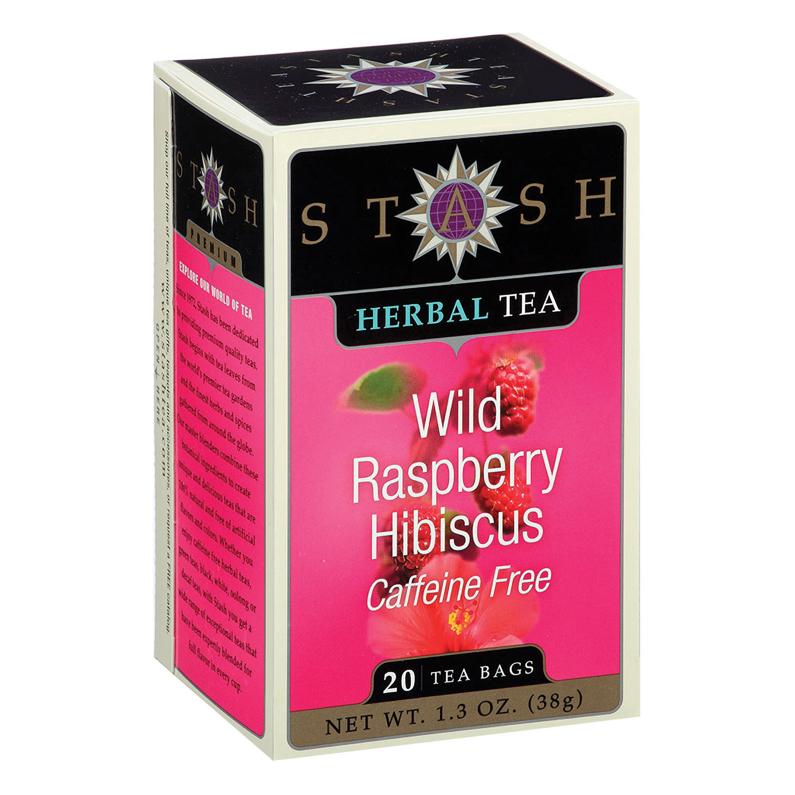 Stash Tea Wild Raspberry Hibiscus Herbal Tea, 20 Count Tea Bags (6 pack