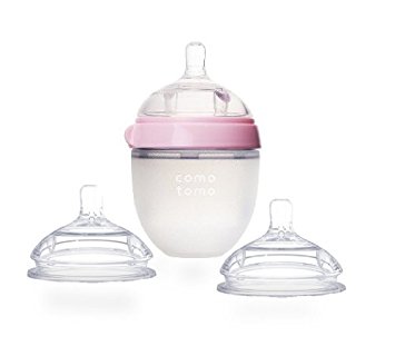 Comotomo Natural Feel Set Pink 5oz Baby Bottle Extra pack Medium Flow Nipples