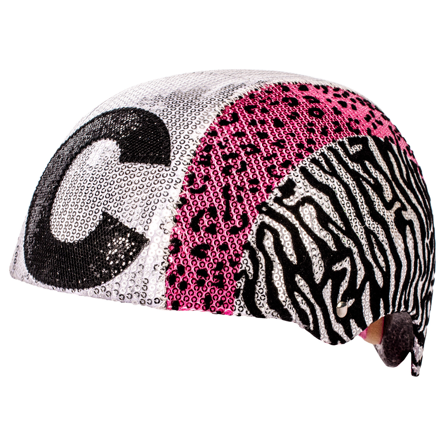 Kids Glam Bike Helmet Sequin Pink Leopard Ages 5+ Adjustable