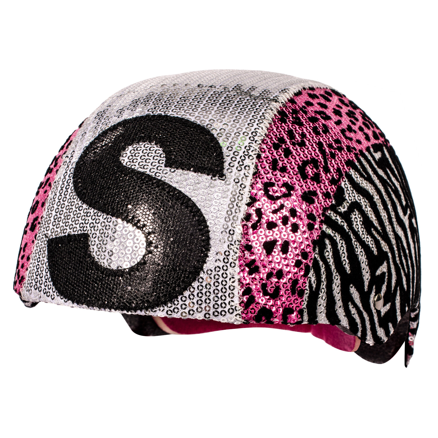 Kids Glam Bike Helmet Sequin Pink Leopard Ages 5+ Adjustable Fit CPSC/ASTM