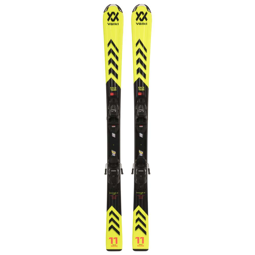 2024 Volkl Racetiger JR Yellow Skis w/ vMotion JR 4.5 GW Bindings