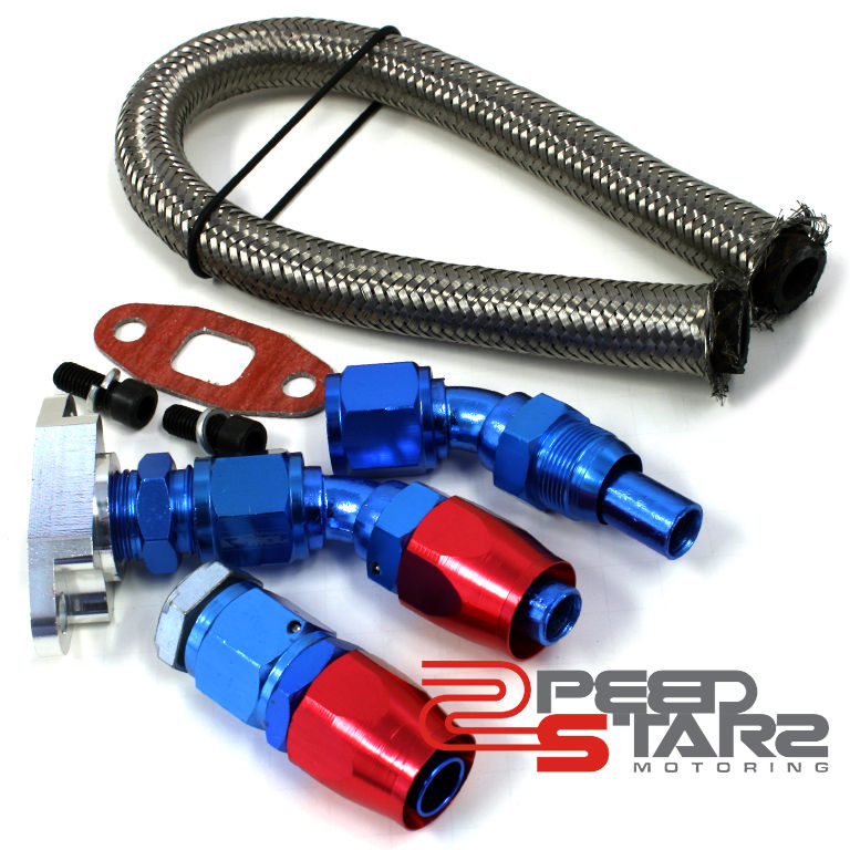 BIASTNR Turbo Oil Drain Return LINE KIT+10AN Fitting/Adapter Turbocharger T3 /T4 GT45 T04