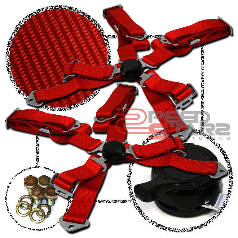 X2 2" STRAP 4 POINT CAMLOCK HARNESS BAR ADJUSTABLE RED RACING SEAT BELT