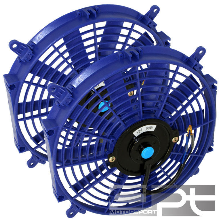2X 7" 12 VOLT BLUE SLIM ELECTRIC RACING RADIATOR FAN eBay