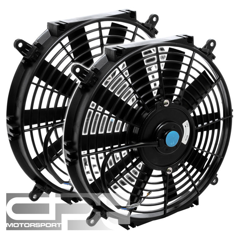 2x 9 12 Volt Black Slim Electric Racing Radiator Fan Ebay