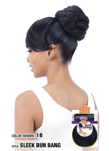 Sleek Bun Bang Model Model Synthetic Bun Swoop Side Bang Ebay