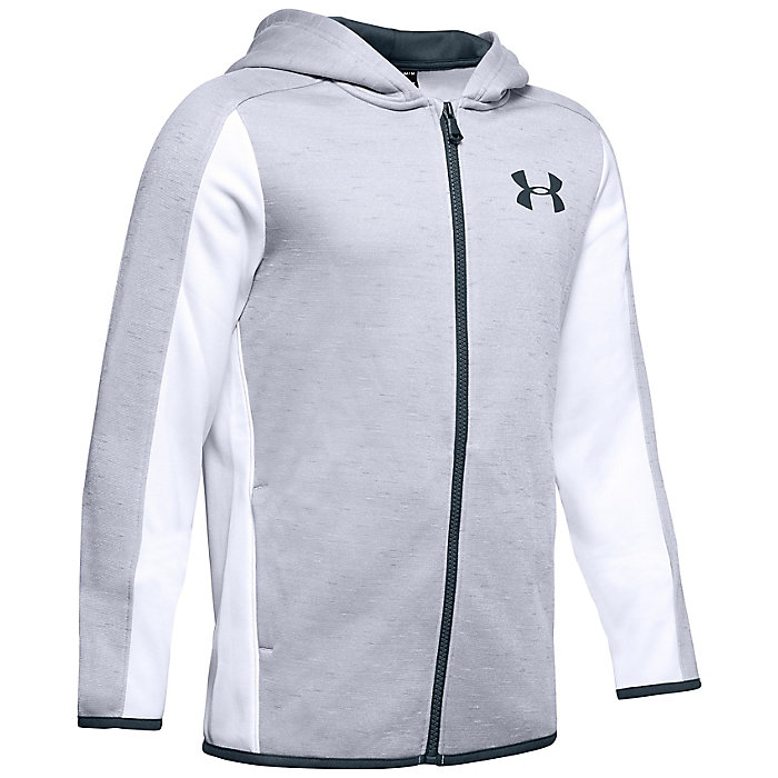 Boys Kids Youth UNDER ARMOUR Pullover Hoodie Large Long Sleeve Grey Big logo