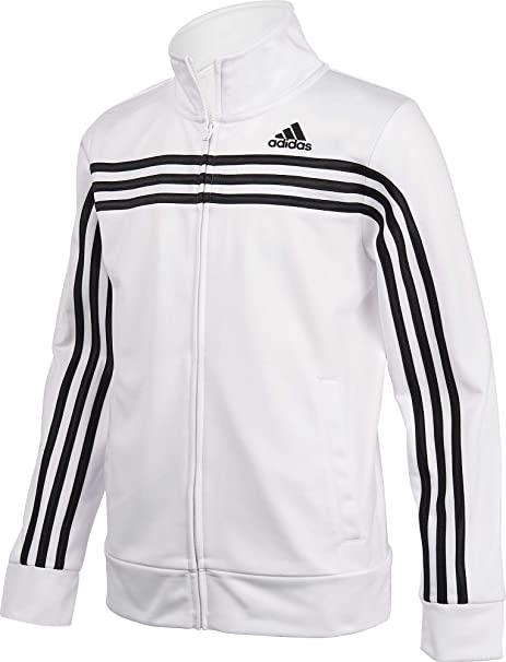 adidas jacket white with black stripes