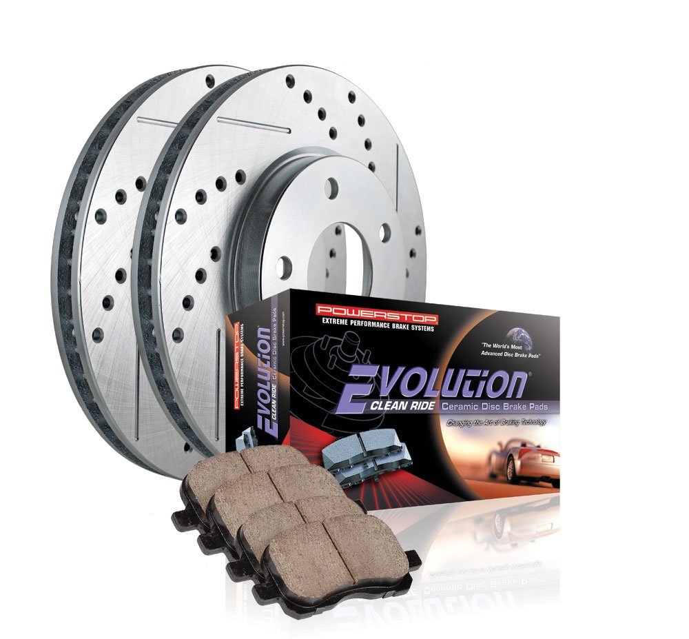 Power Stop K2813 Front and Rear Z23 Evolution Brake Kit with Drilled//Slotted Rotors and Ceramic Brake Pads