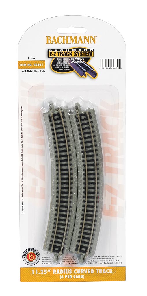 Bachmann 44853 N Scale E-Z Track 14/" Radius Curved Track 6//card