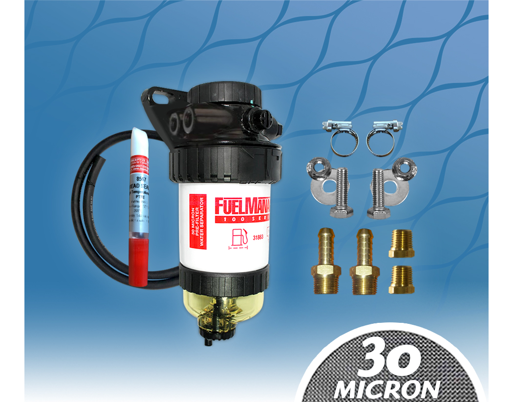 Universal Pre Filter 220HP / 30mic Kit Fuel Manager Diesel Separator