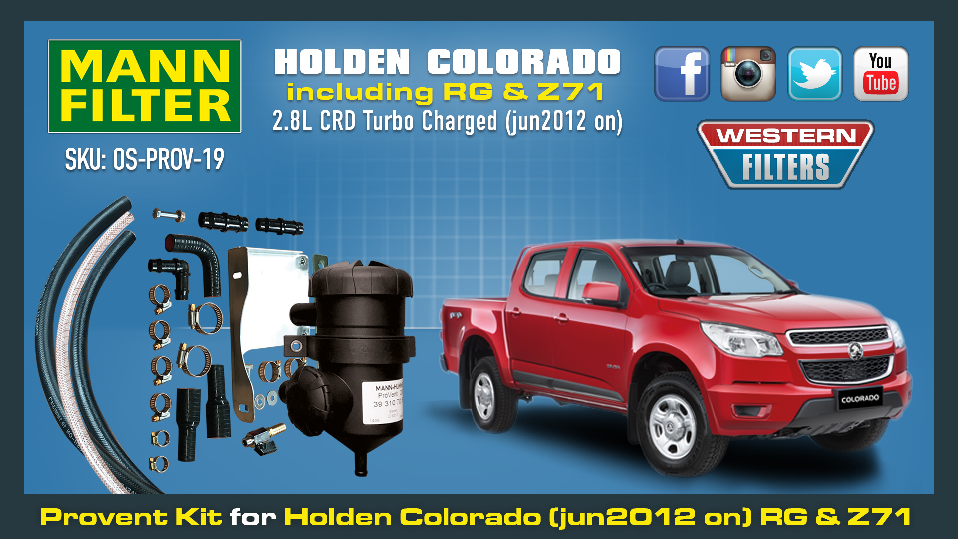 ProVent Oil Catch Can Kit for Holden Colorado (jun2012 on) RG & Z71 2