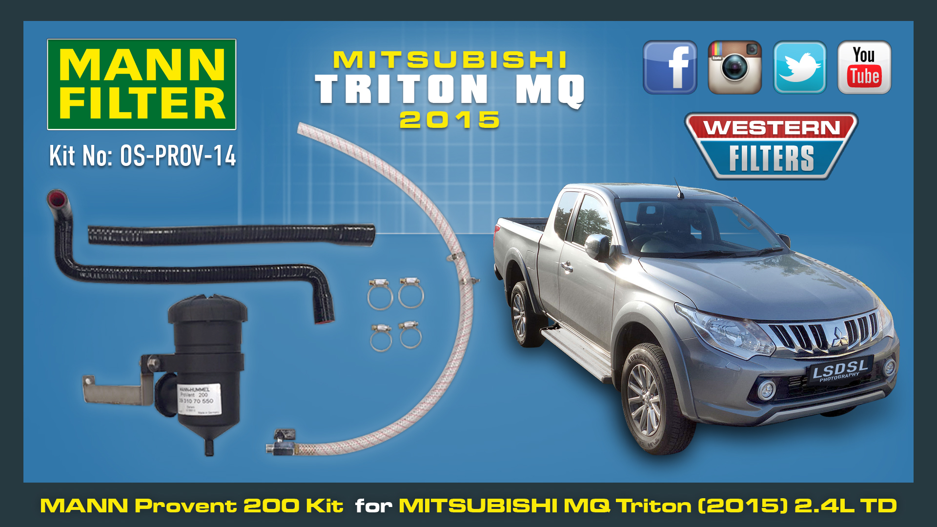 ProVent Catch Can Filter Kit for 2015 Mitsubishi 2.4L Triton MQ Pajero