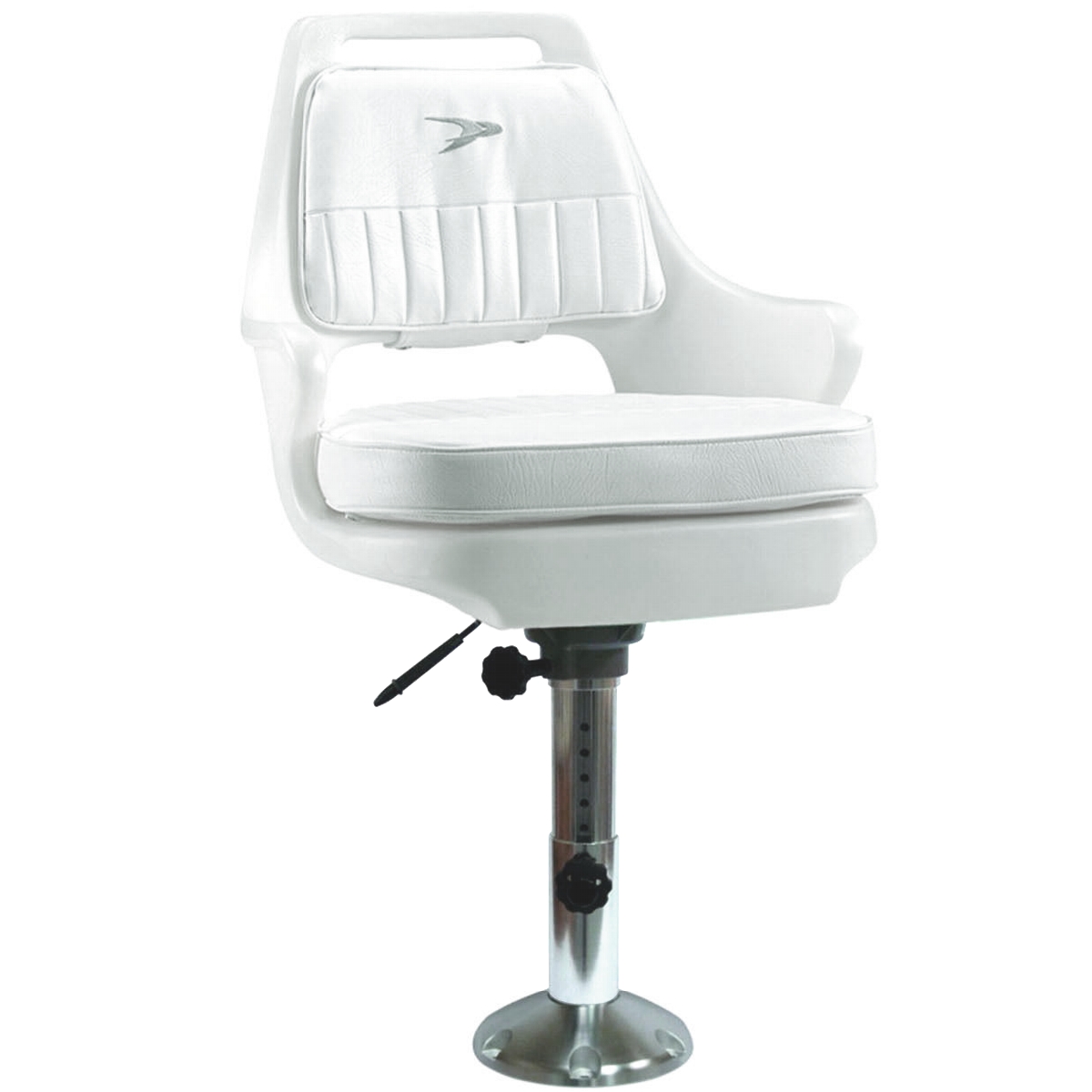 Wise Adjustable White Fishing Boat Captain Pilot Chair w/ Cushions