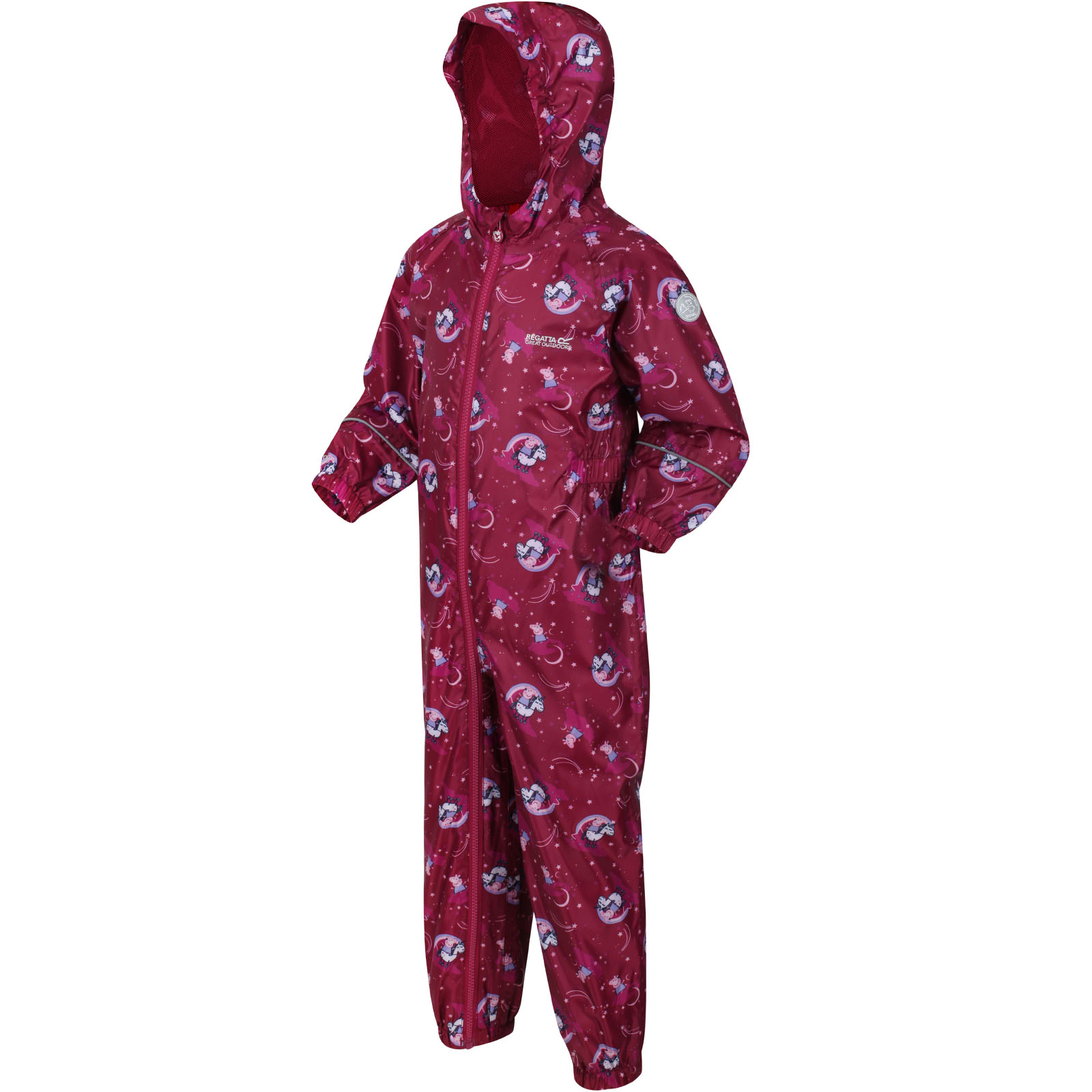 Regatta Unisex Kids Peppa Pig Pobble Print Waterproof Hooded Zip Up Puddle Suit - Picture 15 of 20