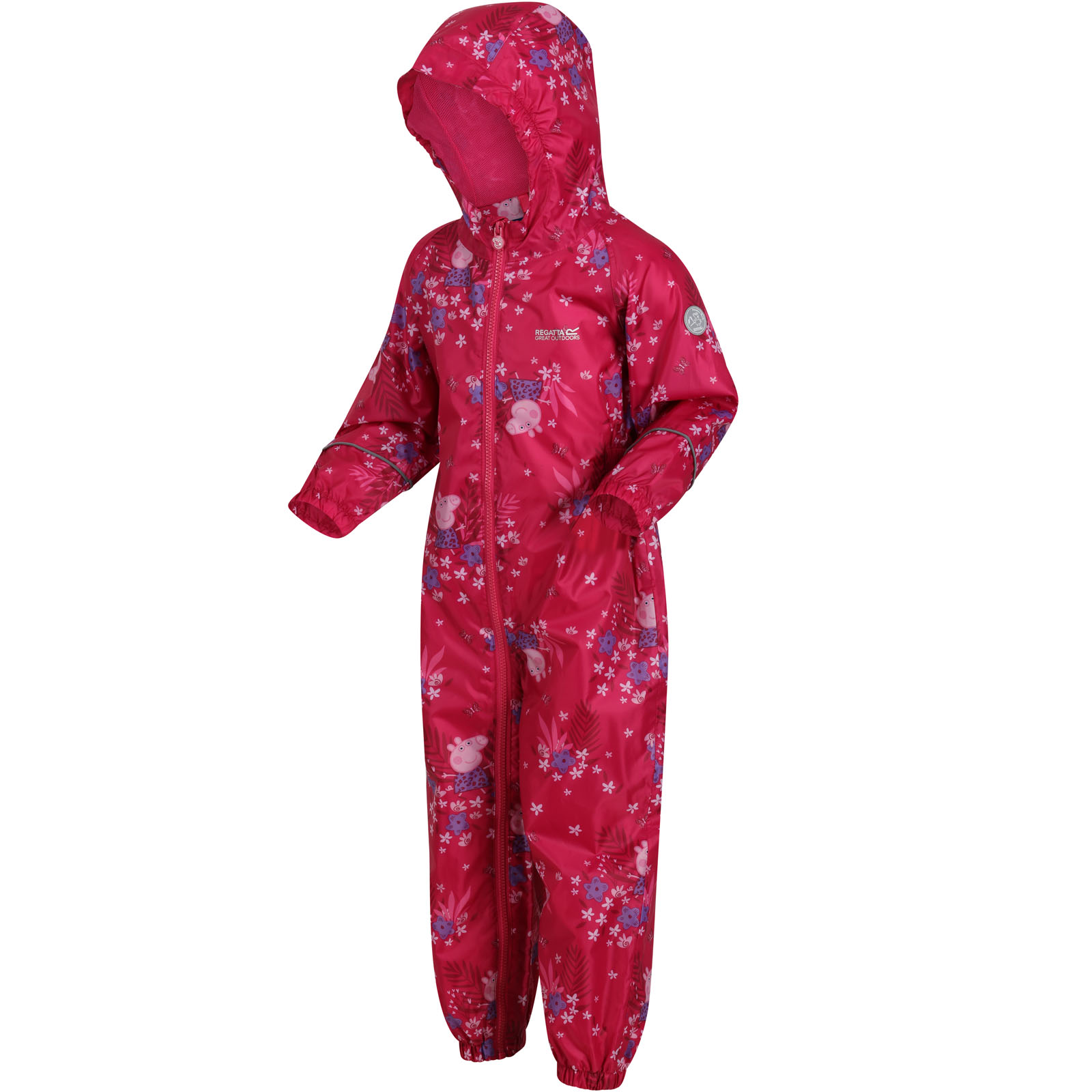 Regatta Unisex Kids Peppa Pig Pobble Print Waterproof Hooded Zip Up Puddle Suit - Picture 13 of 20