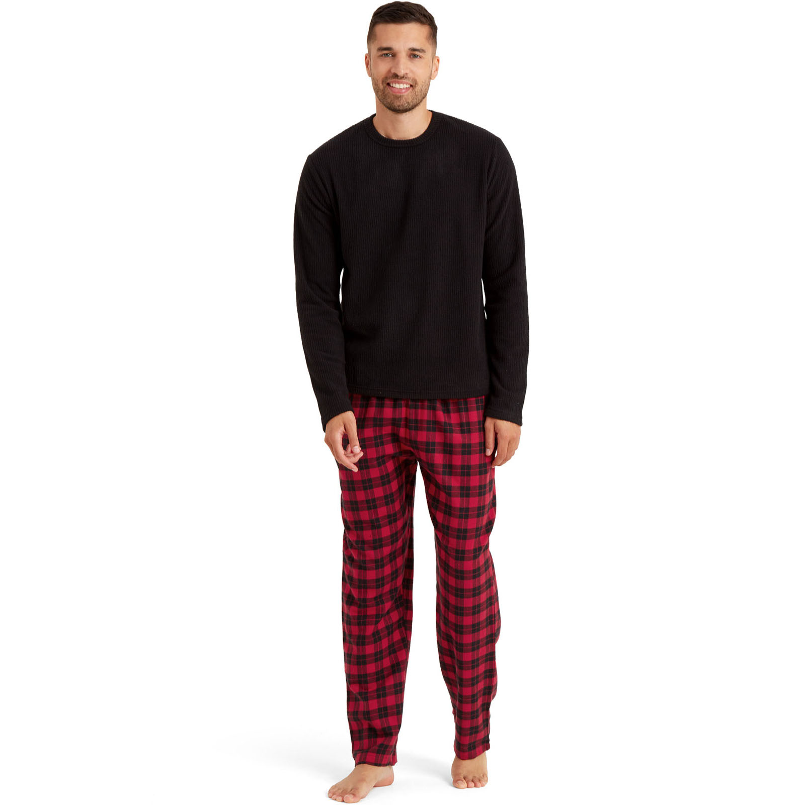 Snuggaroo Mens Soft Fleece Pyjamas Set PJs Long Sleeve Top Checked ...