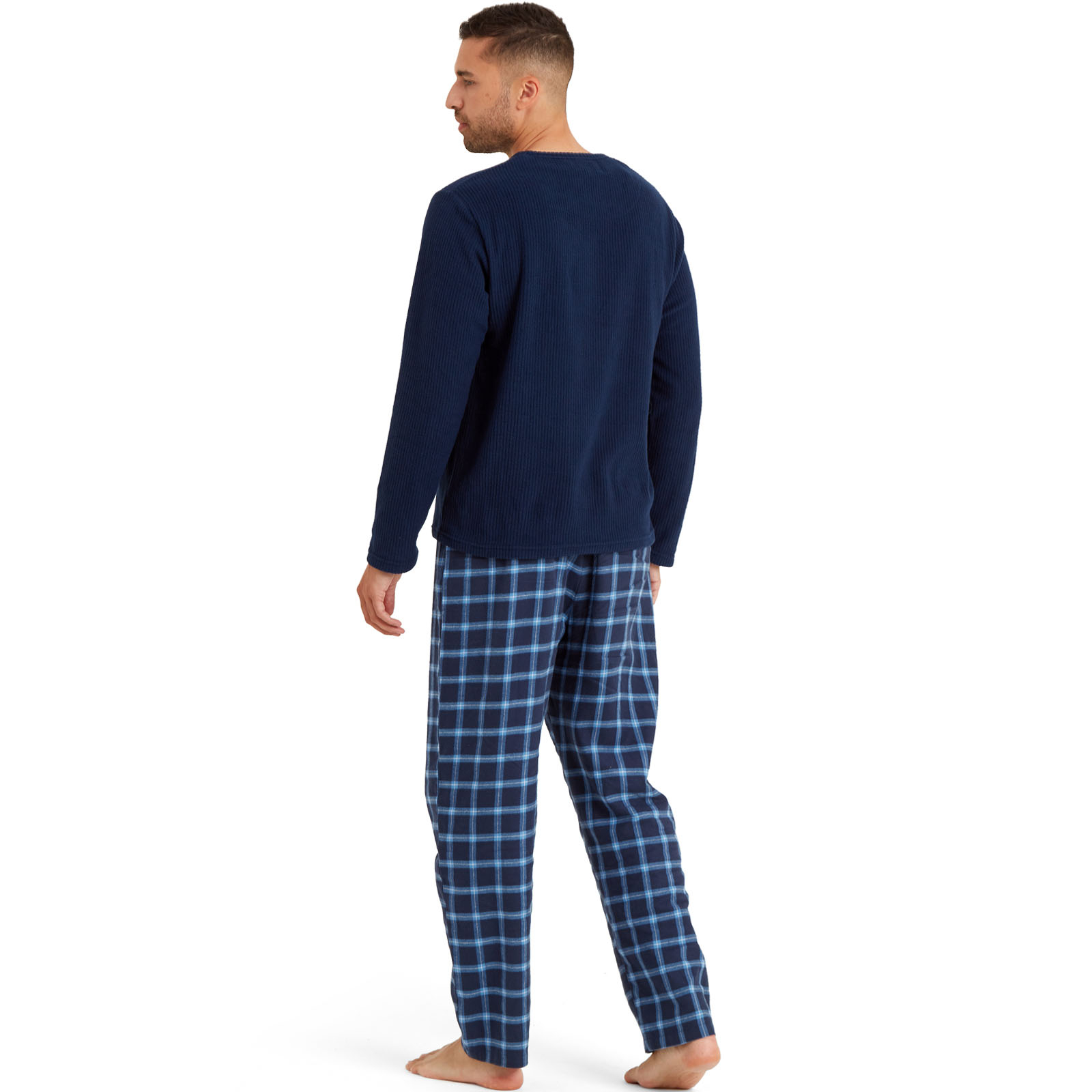 Snuggaroo Mens Soft Fleece Pyjamas Set PJs Long Sleeve Top Checked ...