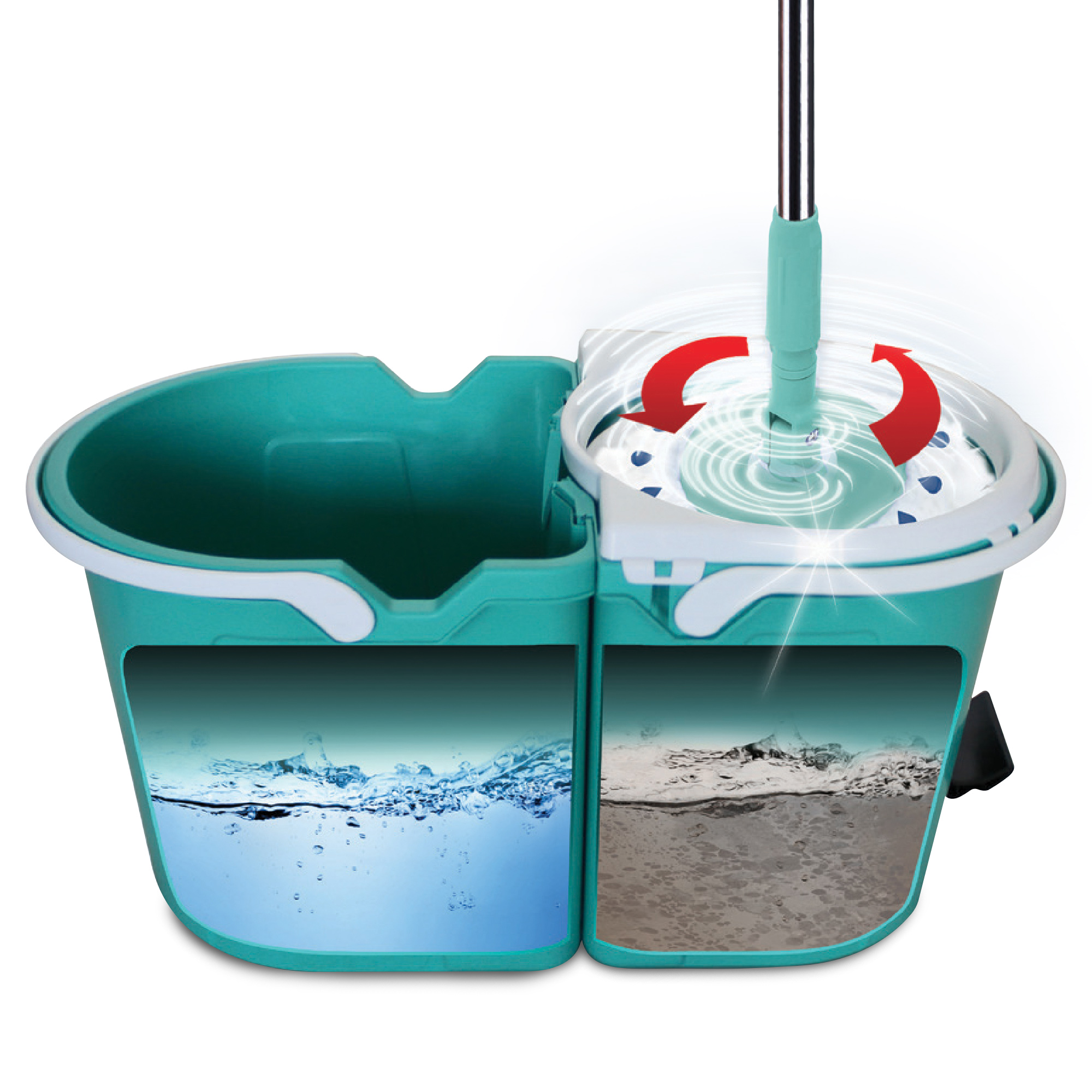 JML Clever Mop Microfibre Mop with Spinning Dual Bucket & Wringer