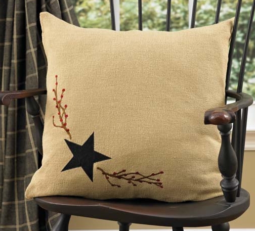 Primitive Cotton Burlap Star Vine Decorative Throw Pillow 20x20