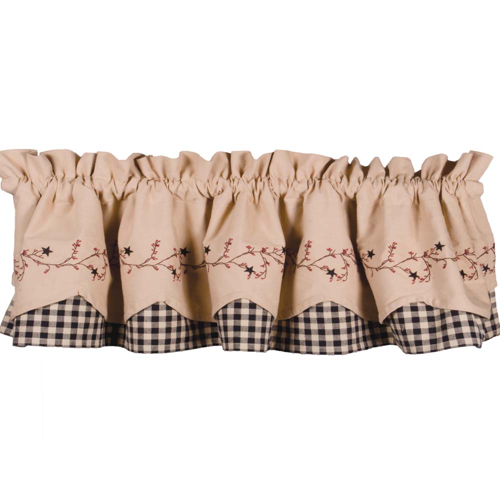 thumbnail 6 - Star Berry Vine Check Fairfield Valance - Red or Black