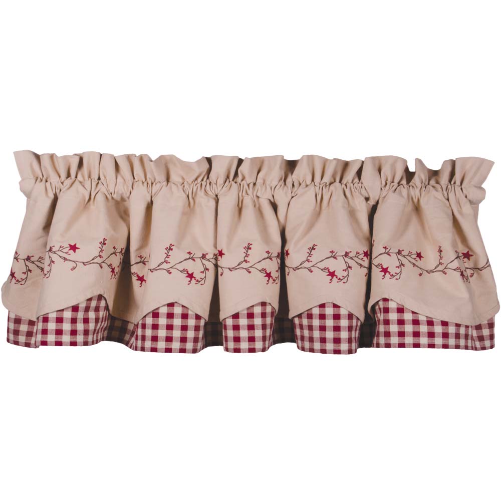 thumbnail 3 - Star Berry Vine Check Fairfield Valance - Red or Black