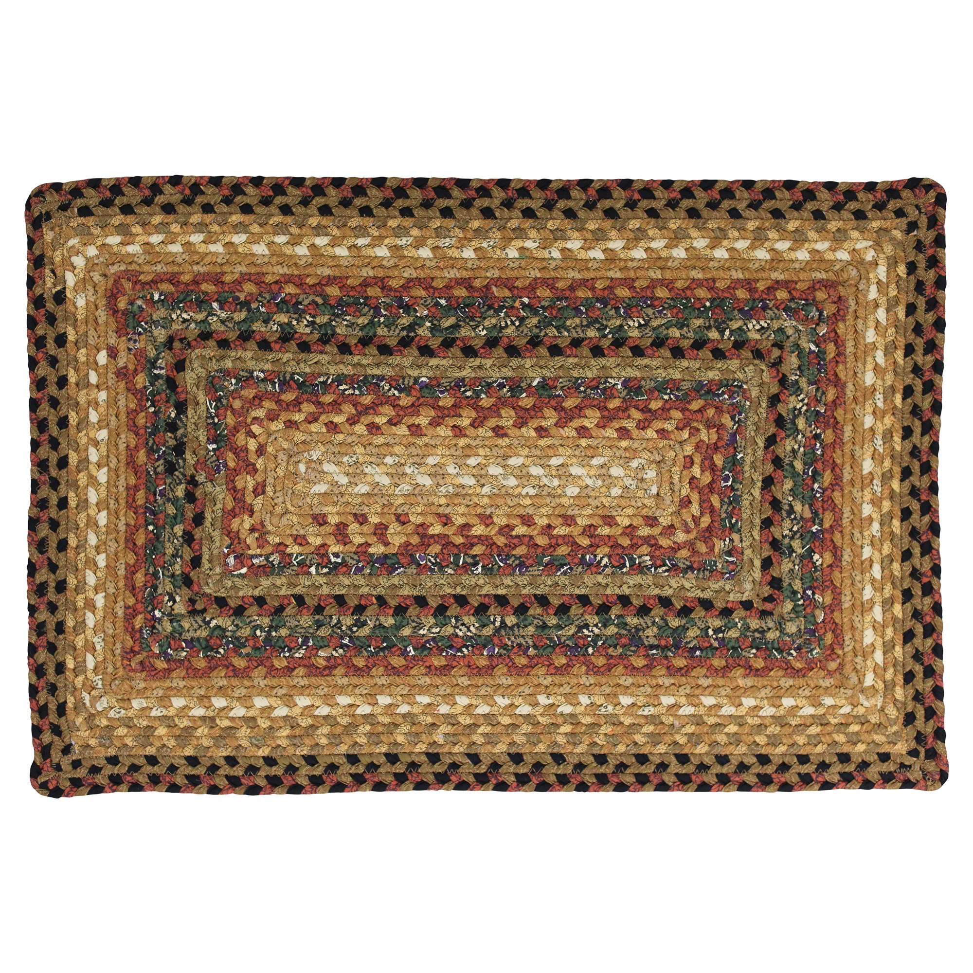Peppercorn Primitive Cotton Braided Area Throw Rug Oval and Rectangle