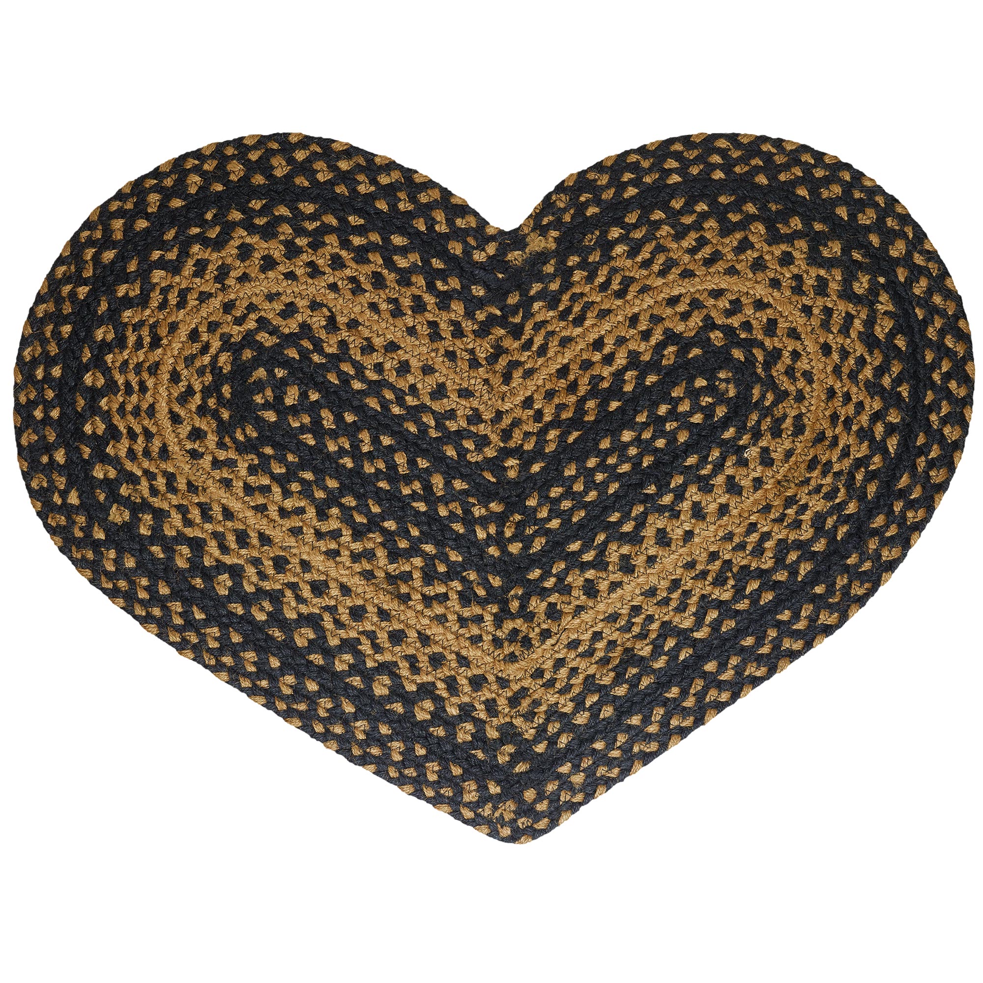 Black and Tan Heart Shaped Braided Rug 20x30 Primitive Country eBay