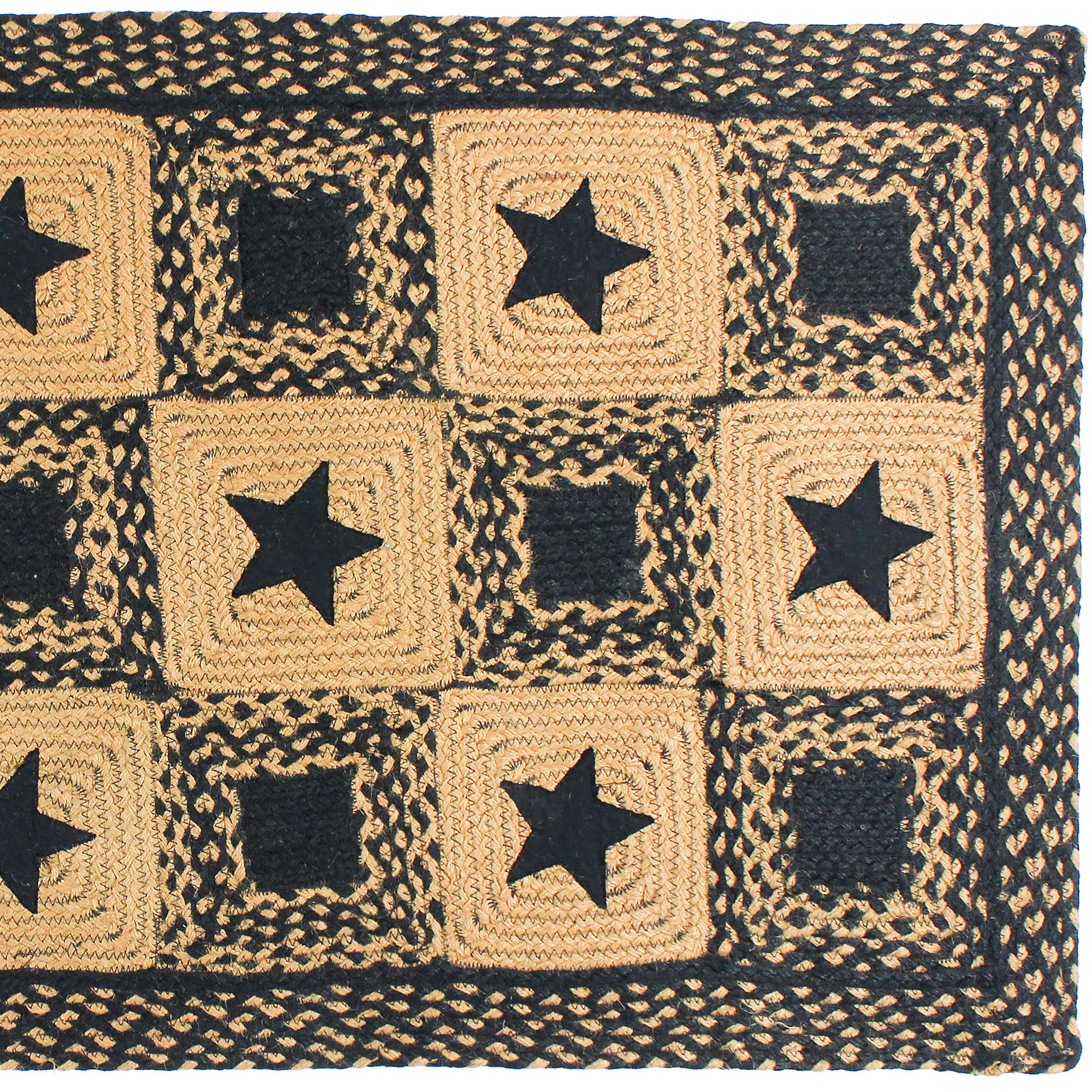 Country Star Rectangle Braided Rug Primitive Black and Tan or Wine and Tan eBay