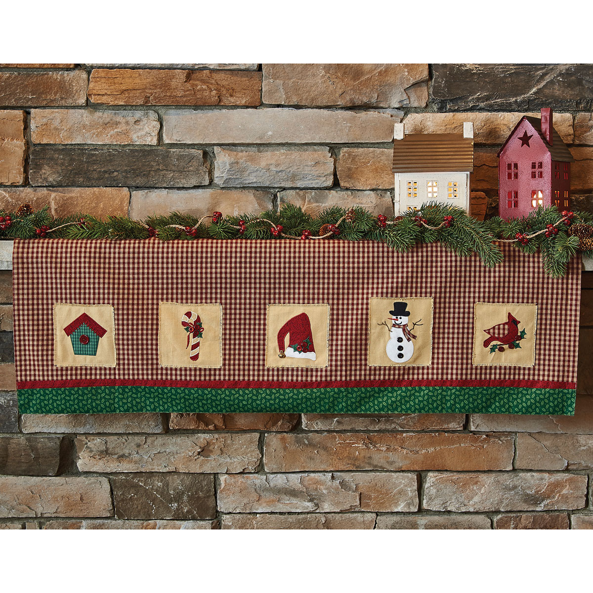 Christmas Sampler Mantle Scarf