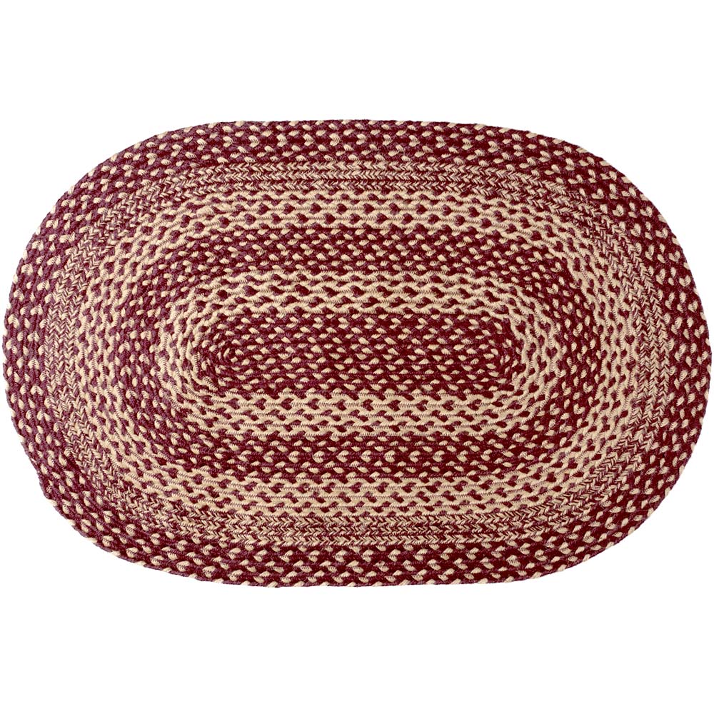 Burgundy and Tan Braided Jute Area Rug Oval or Rectangle eBay